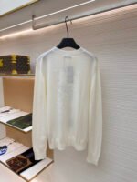 Dior pattern jacquard round neck pullover long sleeve cashmere sweater - Image 2