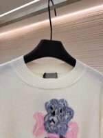 Dior pattern jacquard round neck pullover long sleeve cashmere sweater - Image 3