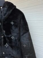 Louis Vuitton rhinestone fur zip-up hooded jacket - Image 5