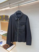 Prada recycled nylon lapel zip-up jacket