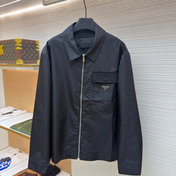 Prada recycled nylon lapel zip-up jacket