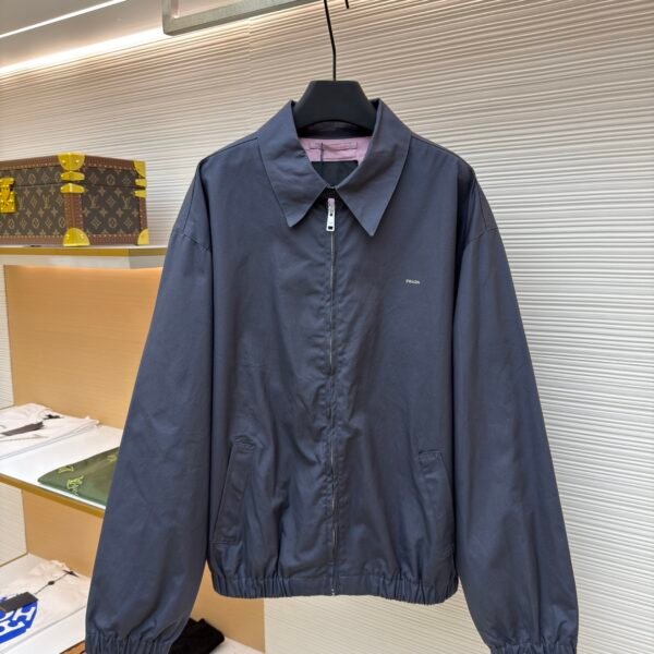 Prada embroidered logo zip-up executive jacket