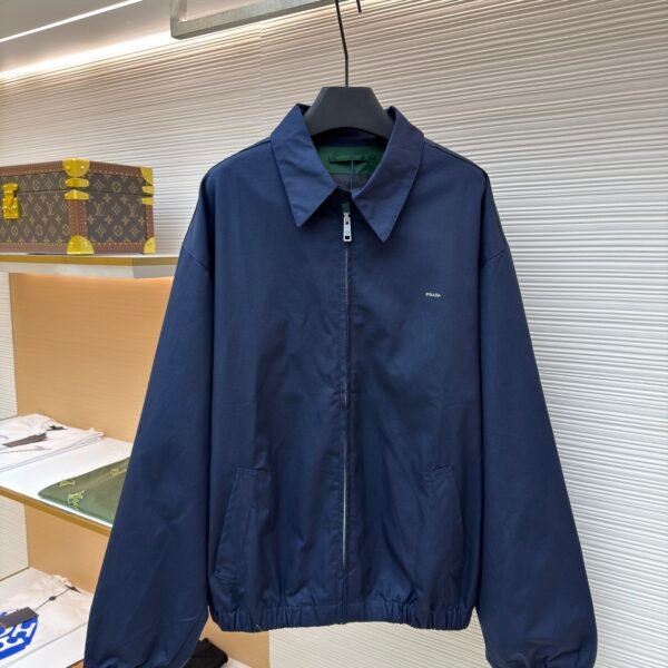 Prada embroidered logo zip-up executive jacket