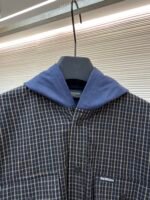 Balenciaga logo check panel hooded jacket - Image 3