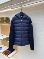 Moncler wool zip-up hooded down jacket