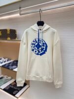 Louis Vuitton blue rope floral lettering print hooded sweatshirt