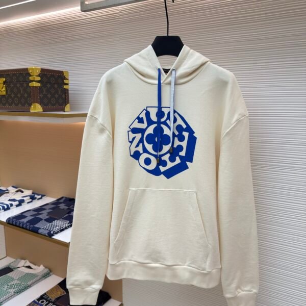 Louis Vuitton blue rope floral lettering print hooded sweatshirt