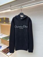 Dior velvet lettering jacquard pullover hoodie