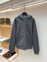 Dior monogram reversible wool and cashmere hooded high collar cardigan jacket