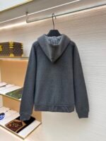 Dior monogram reversible wool and cashmere hooded high collar cardigan jacket - Image 2