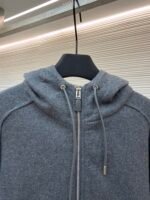 Dior monogram reversible wool and cashmere hooded high collar cardigan jacket - Image 3