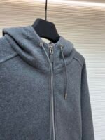 Dior monogram reversible wool and cashmere hooded high collar cardigan jacket - Image 14