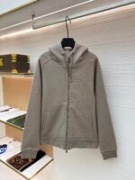 Dior monogram reversible wool and cashmere hooded high collar cardigan jacket