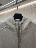 Dior monogram reversible wool and cashmere hooded high collar cardigan jacket - Image 3
