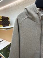 Dior monogram reversible wool and cashmere hooded high collar cardigan jacket - Image 4