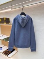 Dior monogram reversible wool and cashmere hooded high collar cardigan jacket - Image 2