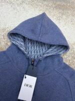 Dior monogram reversible wool and cashmere hooded high collar cardigan jacket - Image 15