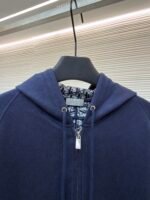 Dior monogram reversible wool and cashmere hooded high collar cardigan jacket - Image 3