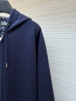 Dior monogram reversible wool and cashmere hooded high collar cardigan jacket - Image 5
