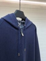 Dior monogram reversible wool and cashmere hooded high collar cardigan jacket - Image 14