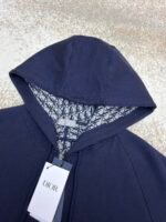 Dior monogram reversible wool and cashmere hooded high collar cardigan jacket - Image 12