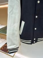 Louis Vuitton Checkerboard Embossed Leather and Wool Baseball Jacket - Image 6