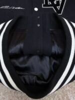 Louis Vuitton Checkerboard Embossed Leather and Wool Baseball Jacket - Image 8