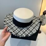 Chanel classic lady style flat top hat / head circumference 57cm - Image 8