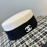 Chanel classic lady style flat top hat / head circumference 57cm - Image 6