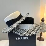 Chanel classic lady style flat top hat / head circumference 57cm - Image 3