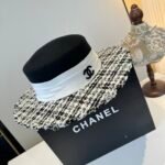 Chanel classic lady style flat top hat / head circumference 57cm