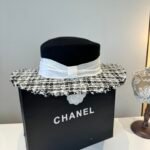 Chanel classic lady style flat top hat / head circumference 57cm - Image 8