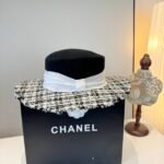 Chanel classic lady style flat top hat / head circumference 57cm - Image 6