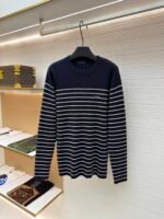 Prada striped embroidered button-down sweater