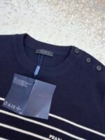 Prada striped embroidered button-down sweater - Image 11