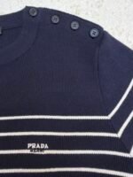 Prada striped embroidered button-down sweater - Image 9