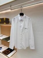 Dior label cotton poplin lapel patch pocket long sleeve shirt