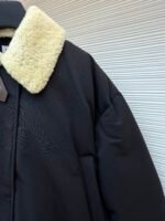 Loewe Lamb Collar Splicing Tie Decorated Down Jacket [Women's] - Image 6