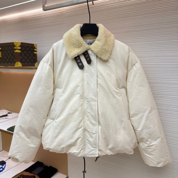 Loewe Lamb Collar Splicing Tie Decorated Down Jacket [Women's]