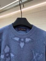 Louis Vuitton 3D Embossed Blue Four-Leaf Clover Crew Neck Sweatshirt - Image 3