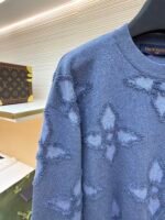 Louis Vuitton 3D Embossed Blue Four-Leaf Clover Crew Neck Sweatshirt - Image 4