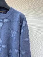 Louis Vuitton 3D Embossed Blue Four-Leaf Clover Crew Neck Sweatshirt - Image 5