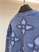 Louis Vuitton 3D Embossed Blue Four-Leaf Clover Crew Neck Sweatshirt - Image 15