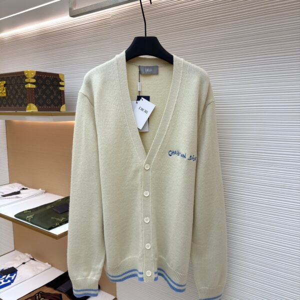 Dior lettering embroidered cardigan sweater