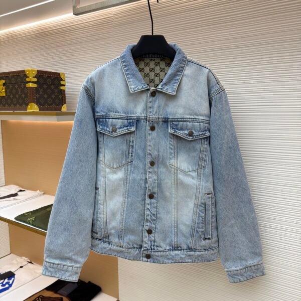 GUCCI monogram jacquard denim trousers