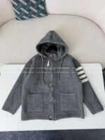 Thom Browne American-Style Striped CuffKnit Hoodie