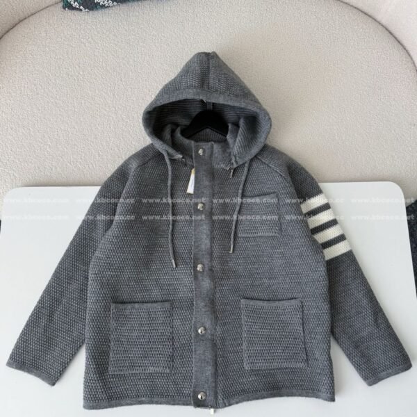 Thom Browne American-Style Striped CuffKnit Hoodie