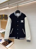 Celine genuine leather baseball jersey with lettering and badges