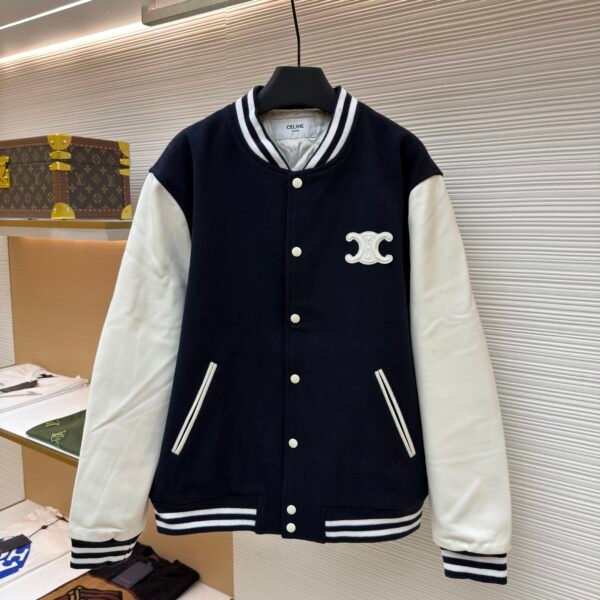 Celine genuine leather baseball jersey with lettering and badges