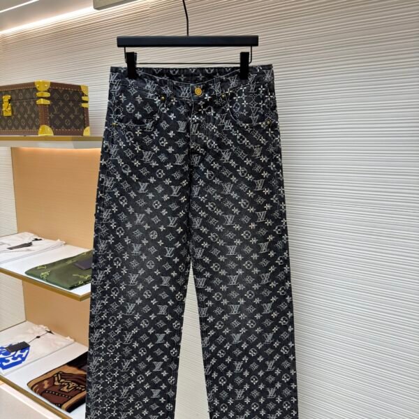 Louis Vuitton monogram rhinestone jacquard jeans
